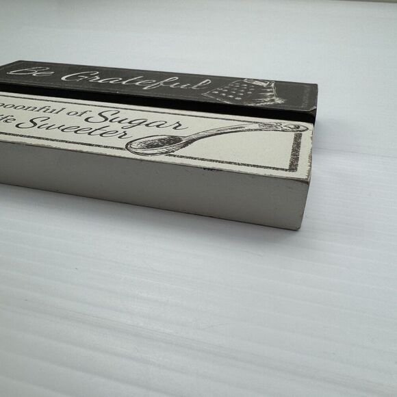 Kitchen Sign Set Be Grateful & Spoonful Of Sugar Shelf Tiered Tray Signs - Picture 3 of 7